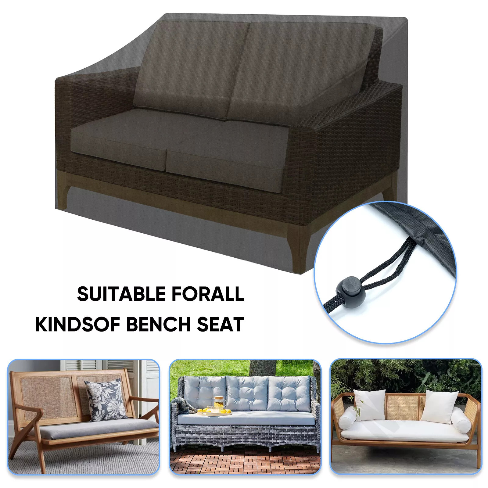 2 Seat light Duty Patio Bench Loveseat Cover Waterproof dustproof Outdoor cover