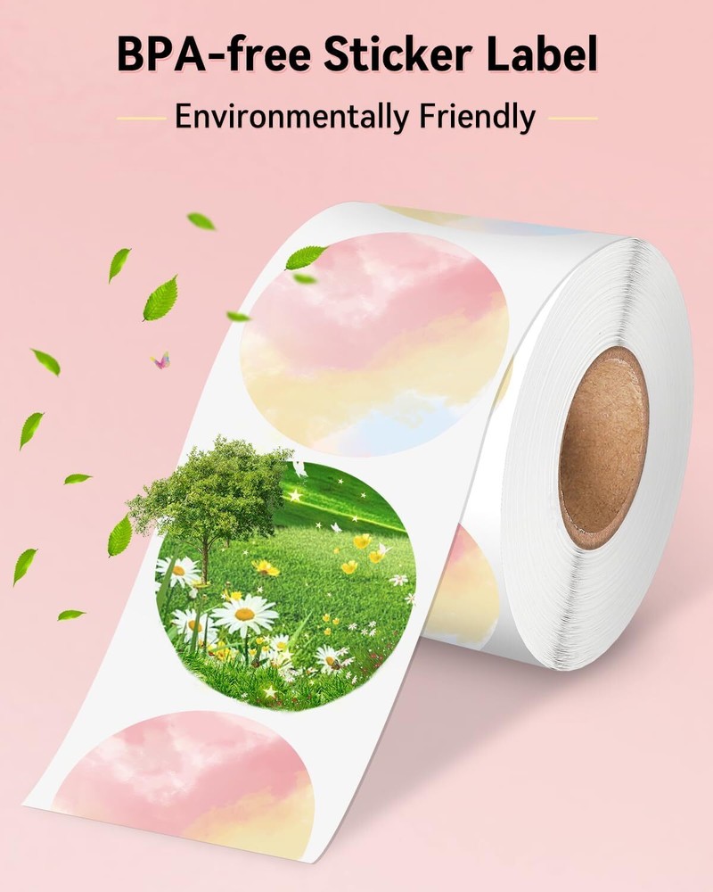 Phomemo 2" x 2" Thermal Shipping Printer Label Self-Adhesive Round Sticker