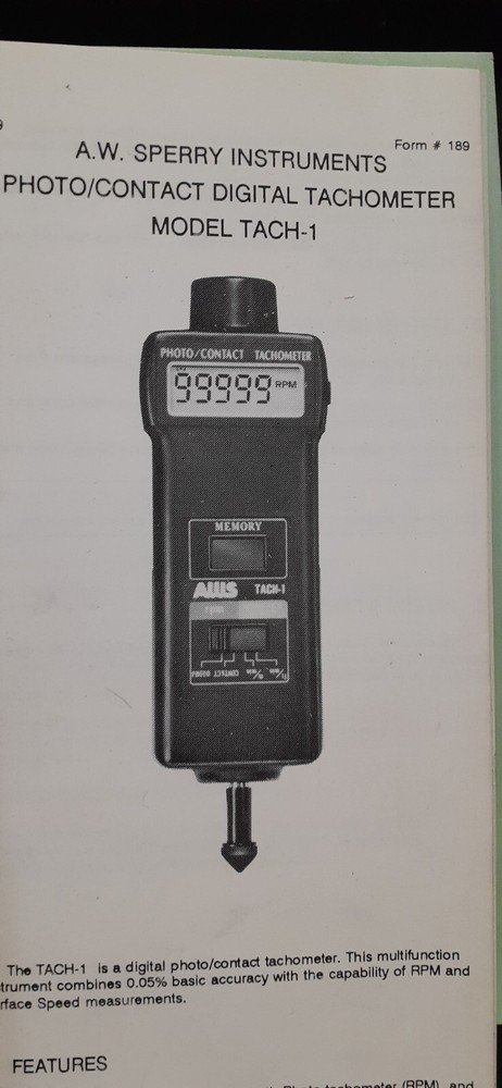 A W Sperry Photo/Contact Digital Tachometer