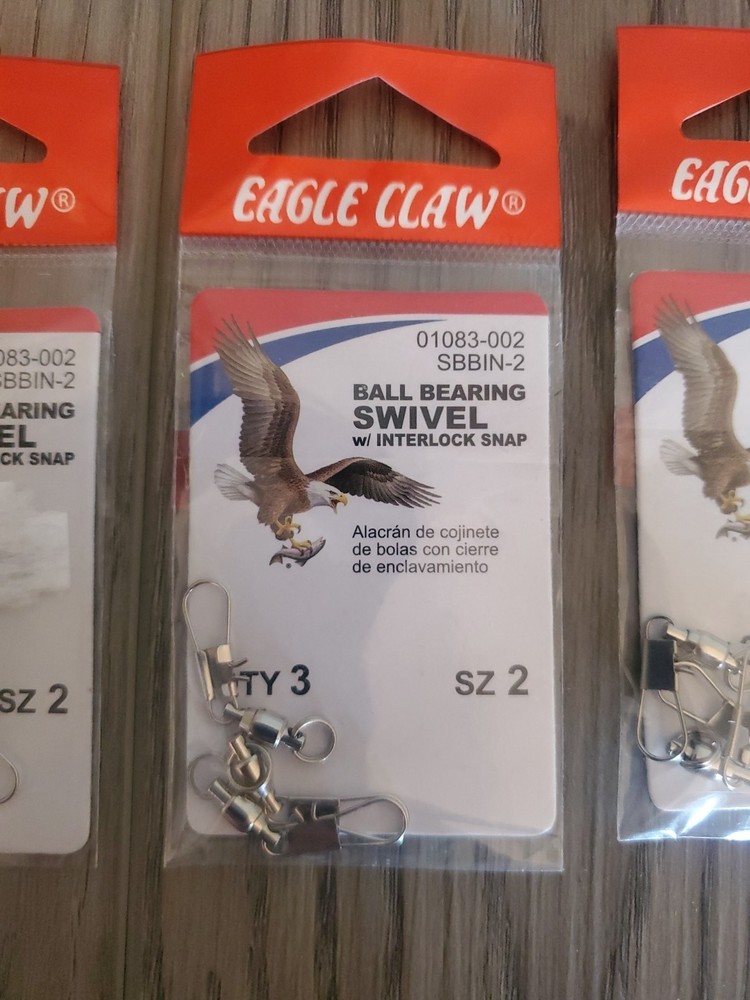 Eagle Claw Ball Bearing Swivel W/ Interlock Snap Size 2
