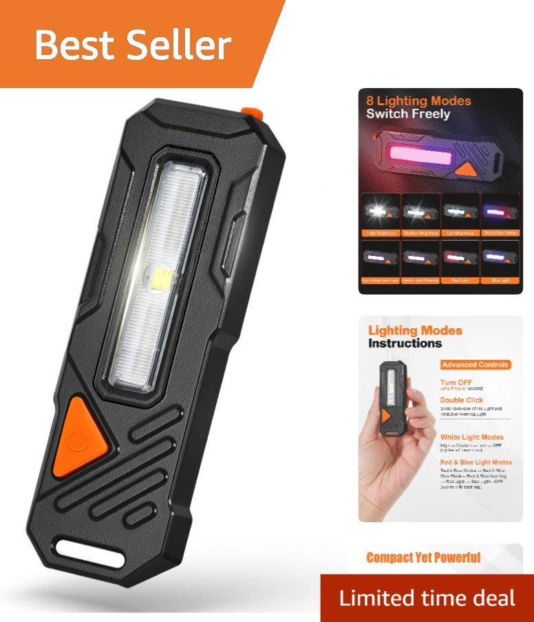 Rechargeable Mini Flashlight – 8 Light Modes LED Safety Light with Clip & Mag...