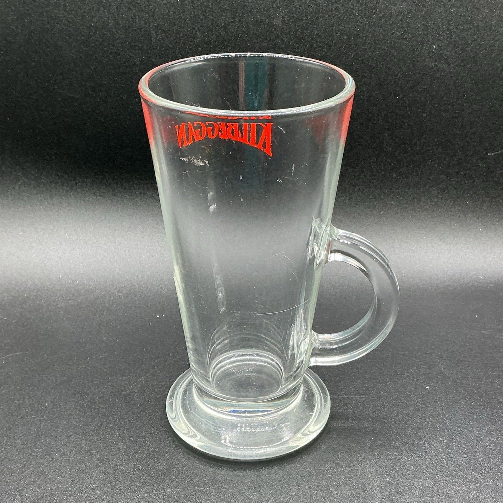 Kilbeggan Irish Whiskey Clear Glass Goblet Coffee Handled Mug