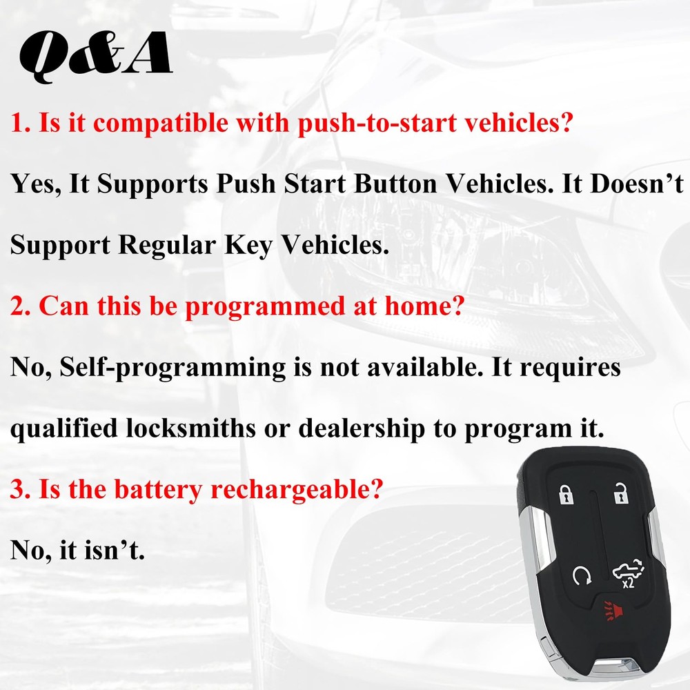 Keyless Entry Remote replacement fits for GMC Chevy Truck Key Black