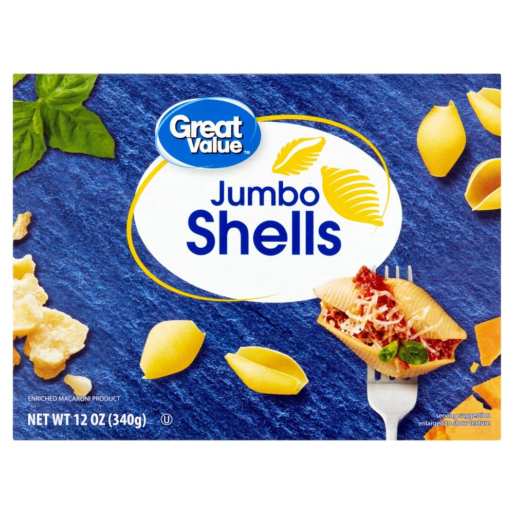 (6 pack) Great Value Jumbo Shell, 12 oz