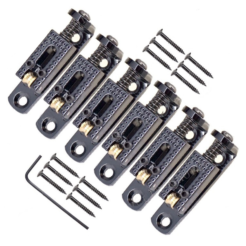 6pcs Single String Roller Saddle Guitar Bridge for cigar box banjo Black