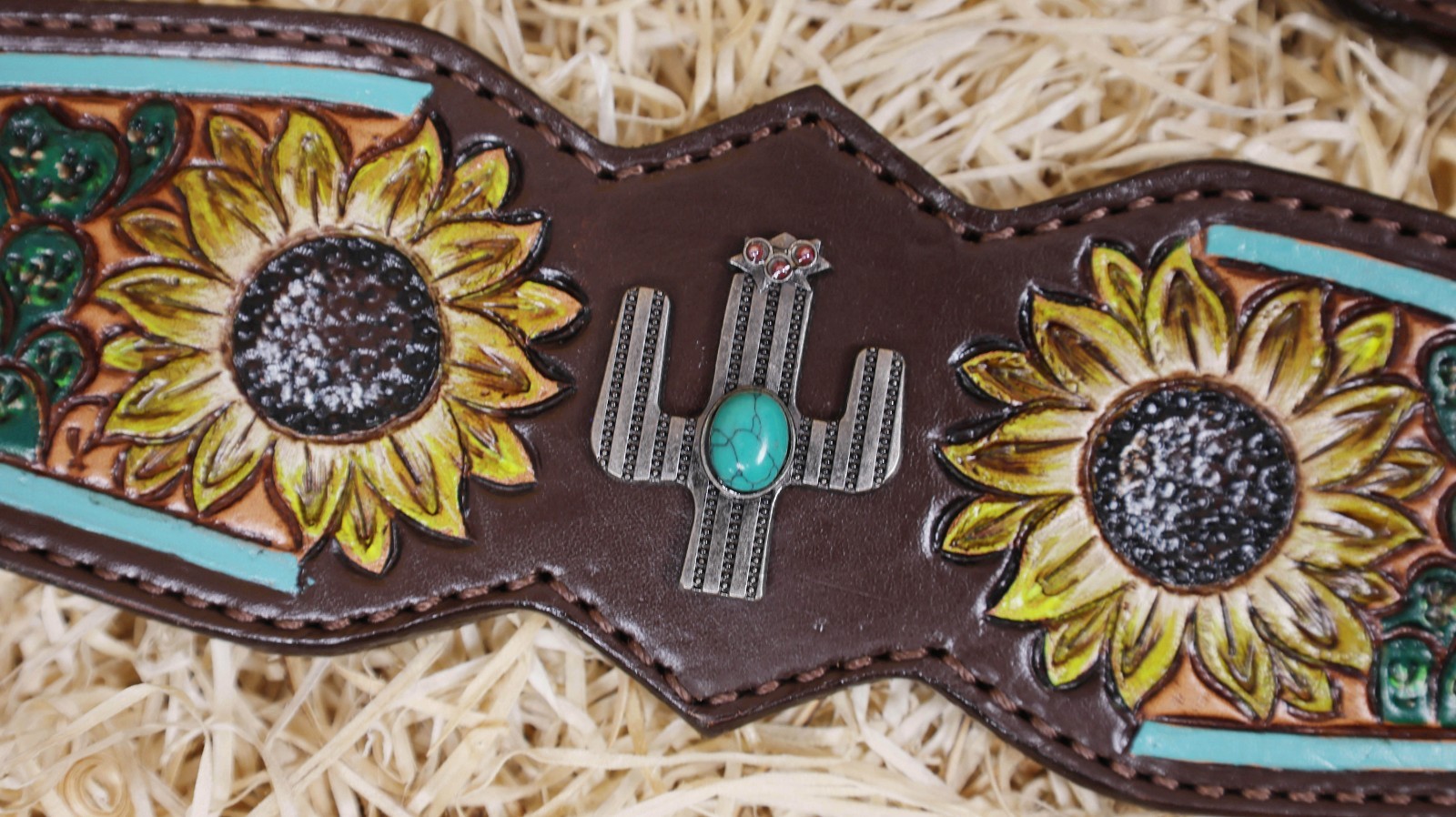 Western Leather Headstall and Breast Collar Tack Set