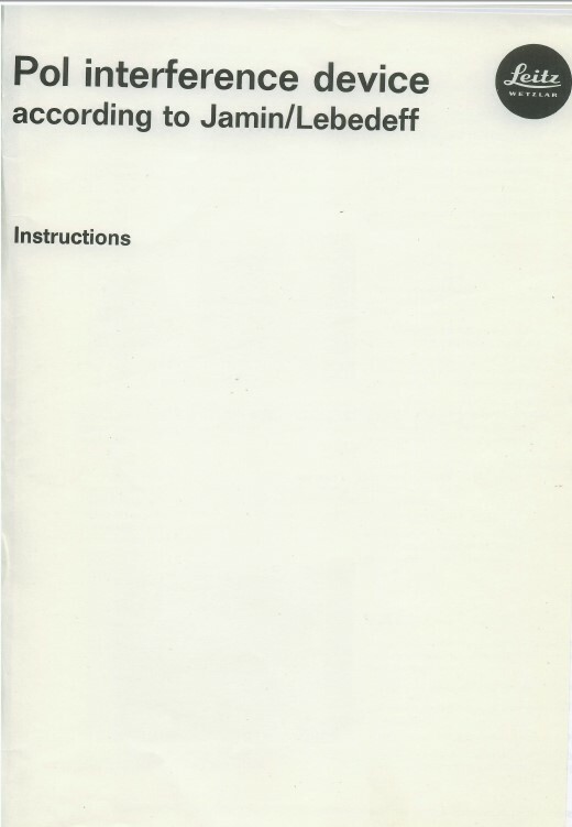 Leitz Pol Interference Microscope Jamin Lebedeff Device Manual on CD