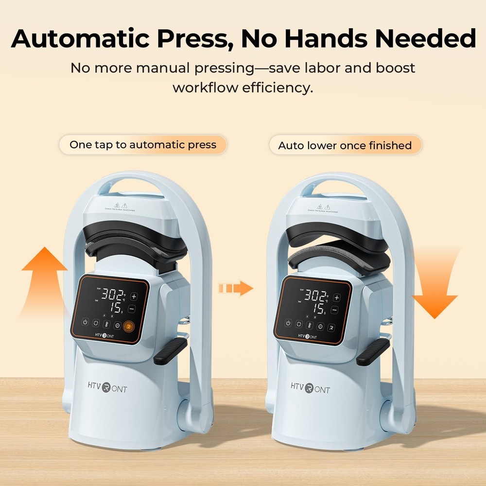 HTVRONT Auto Hat Press Machine - Hat Heat Press Machine with Precise TempTime...