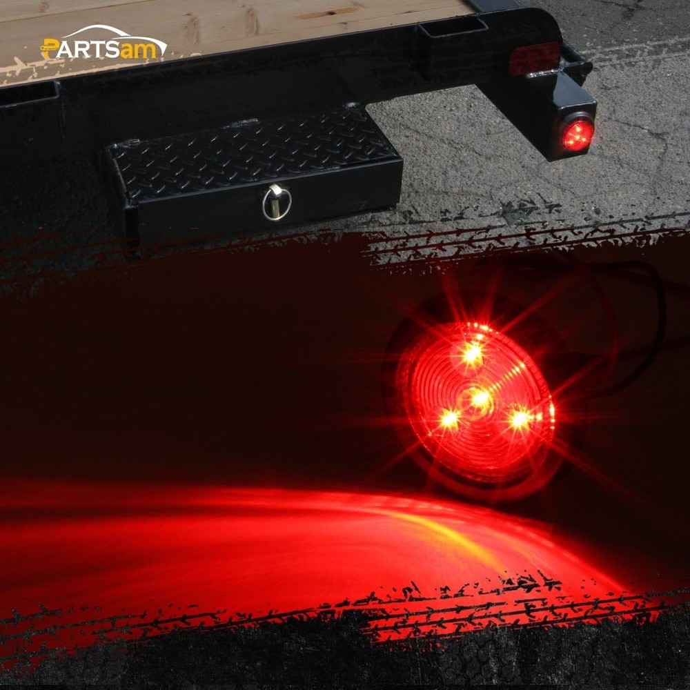 Red LED Trailer Marker Lights Flush Mount Sealed 2" Round