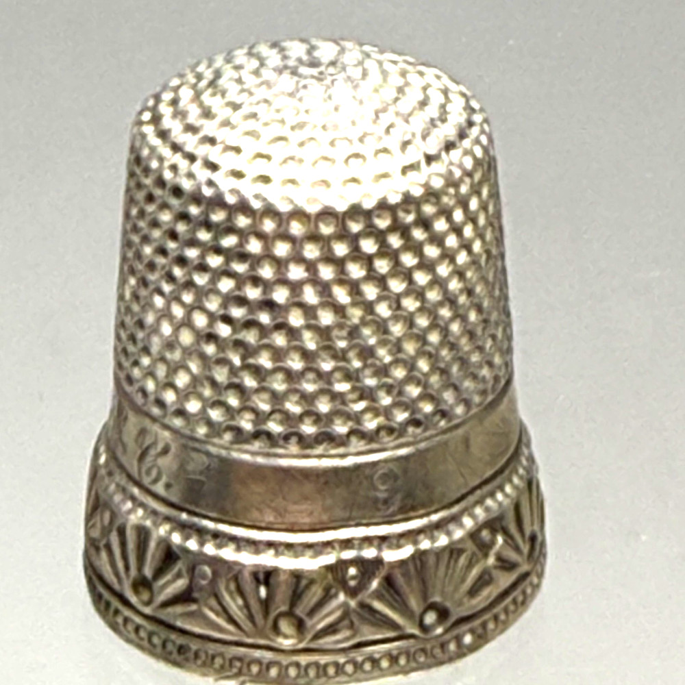 Antique Rare Sterling Silver Thimble #9 Initialed