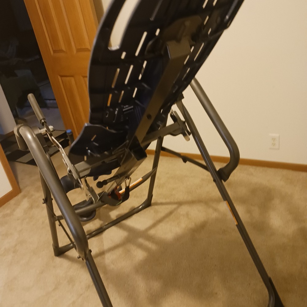 Teeter Inversion Table Adjustable Foldable Padded Blue Black Hand Grips