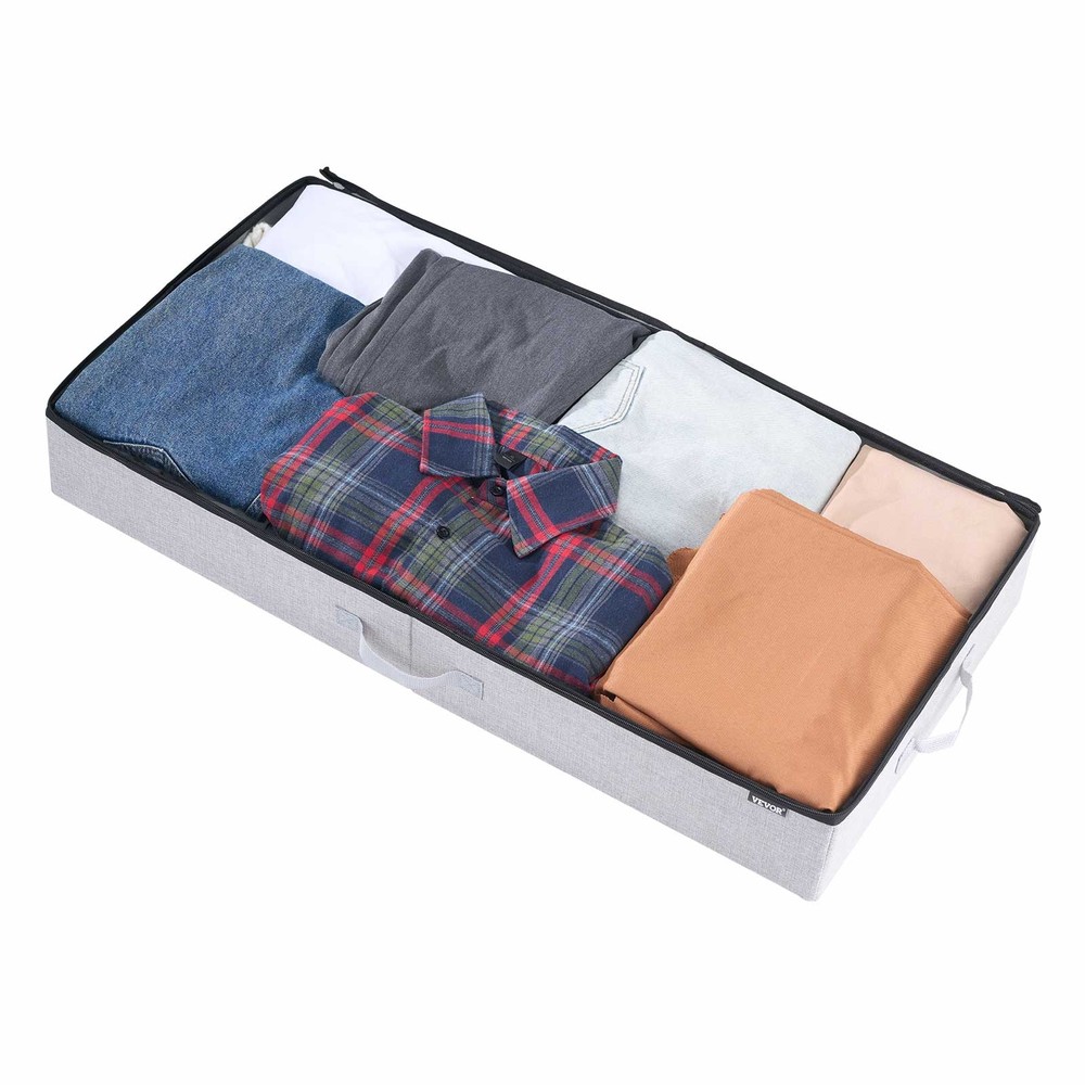 VEVOR Under Bed Storage 45L Stackable Shoes Organization Box Clear Lid 2 Pack