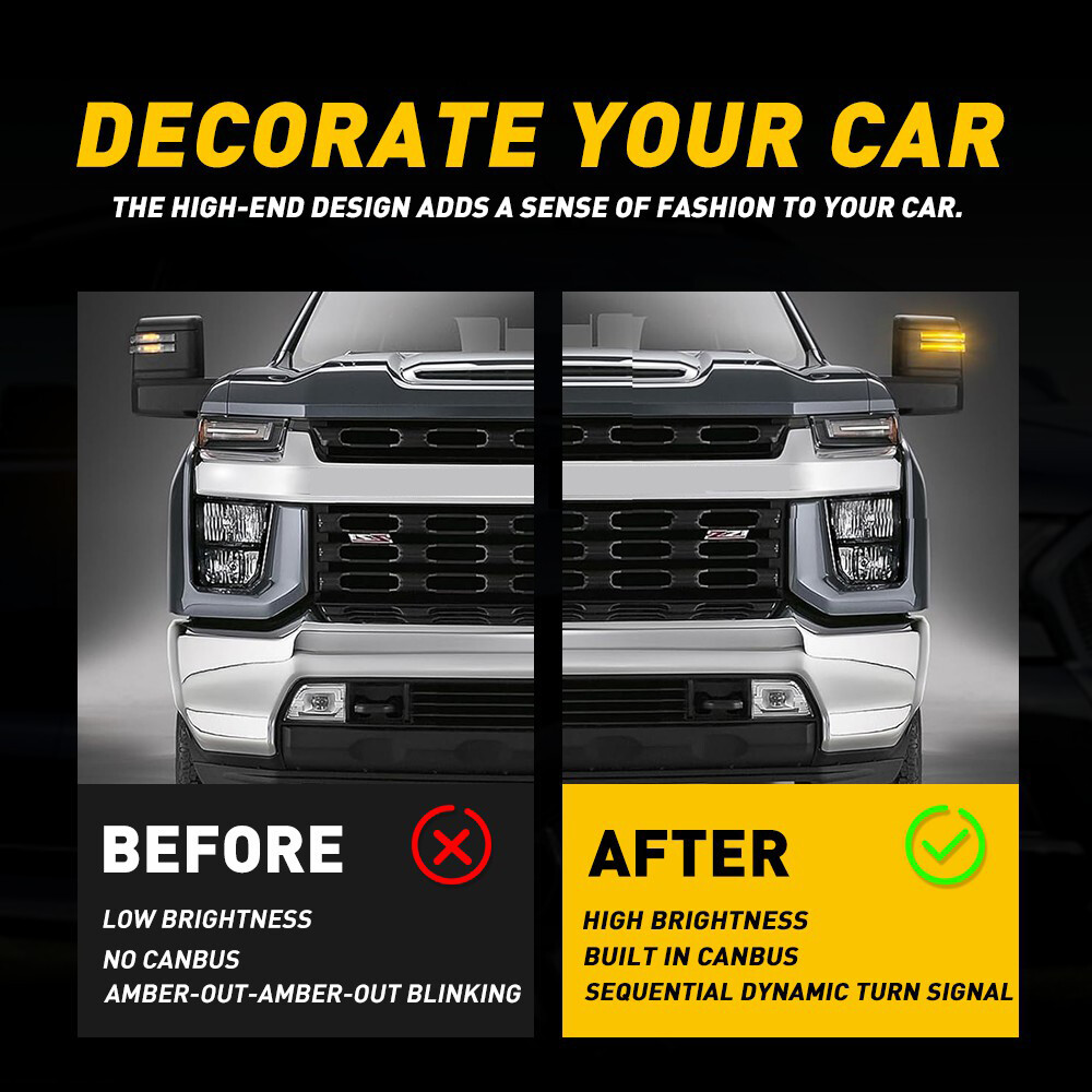 Switchback LED Towing Mirror Light for 2020+ GMC Sierra Silverado 2500HD 3500HD