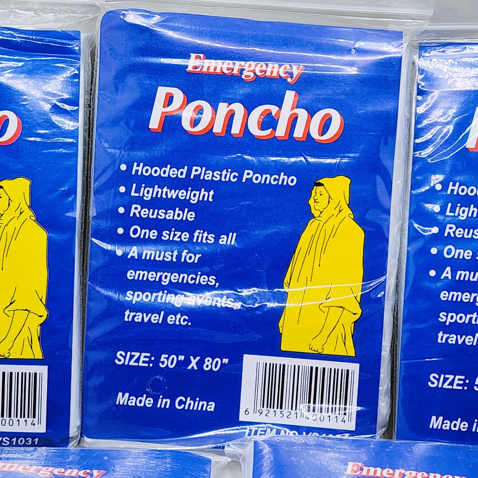 10 x Waterproof Rain Poncho Adult Emergency Camping Hiking Festival Clear