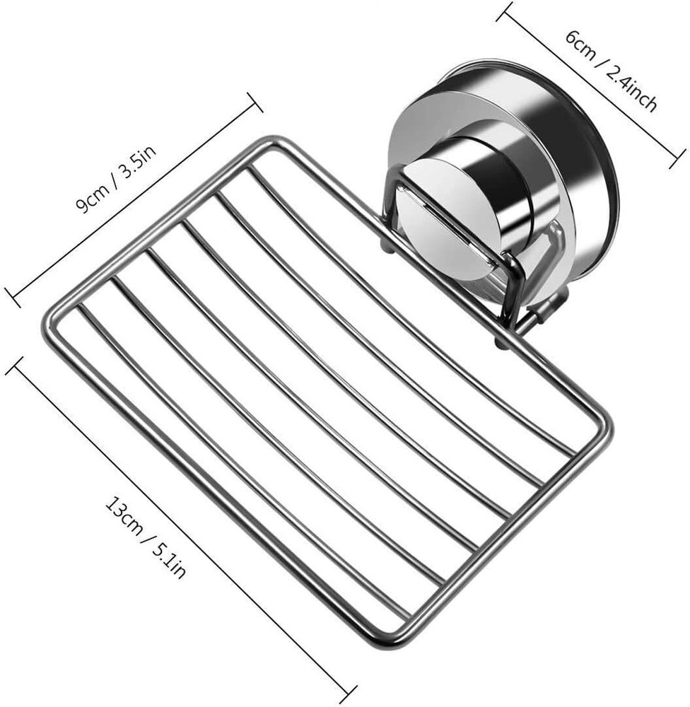 Elegant Chrome Finish Soap Dish with Suction Cup - 2 Pack for Kitchen & Bath