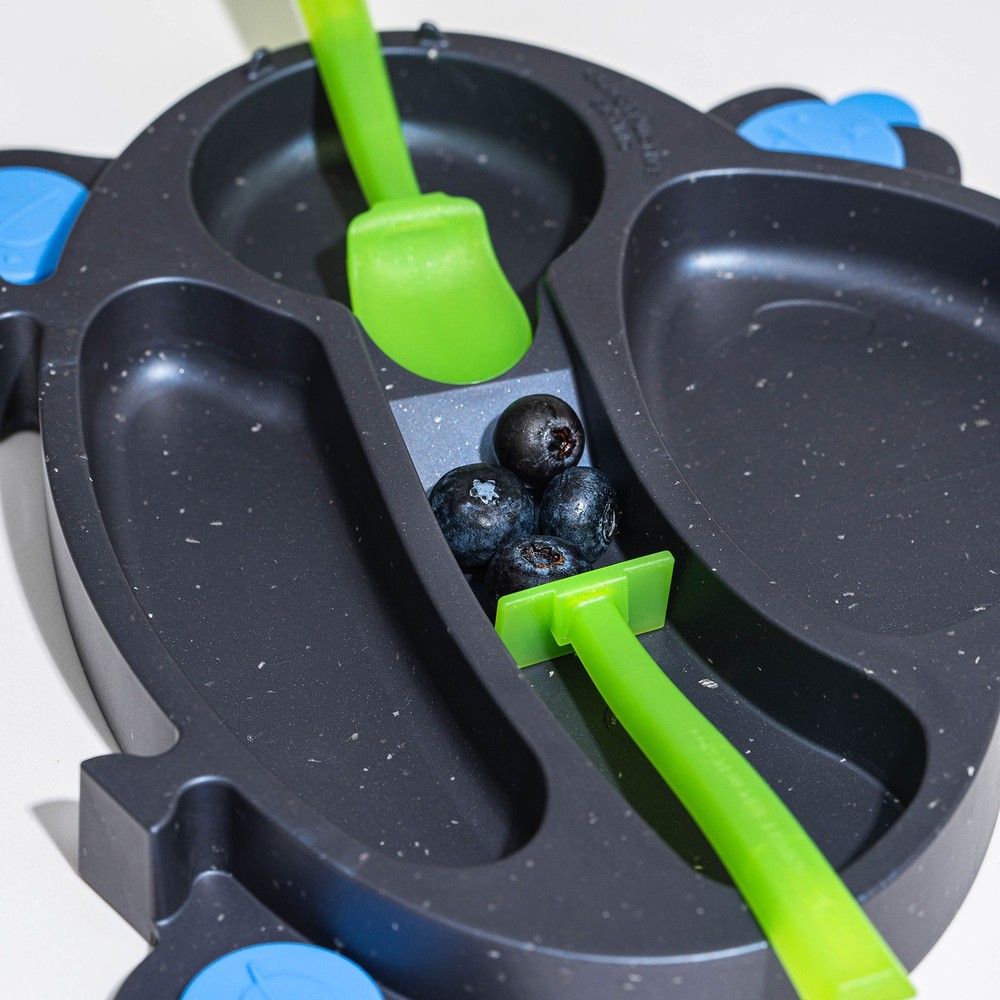 Constructive Eating UFO Theme Divided Suction Training Plate and Utensils for