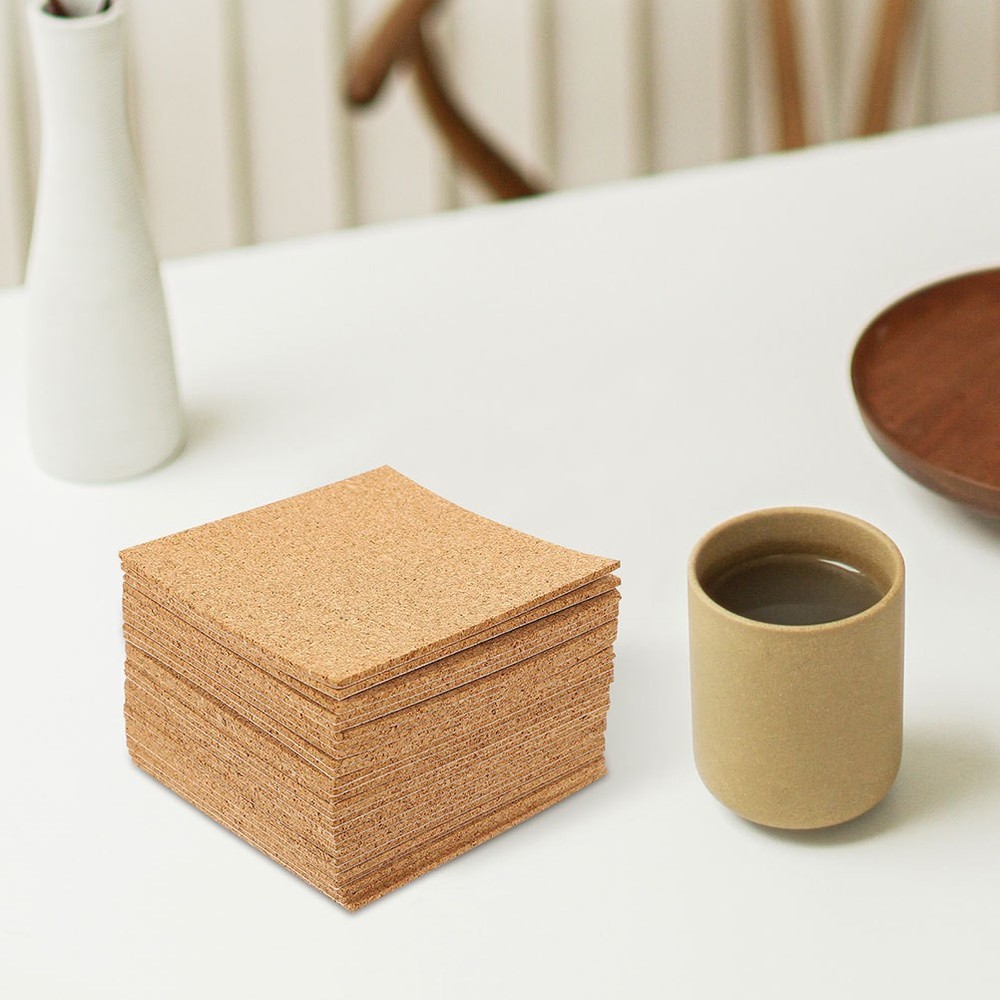 60 Pcs Square Cork Self Adhesesive Sheets for Crafting and Home Use