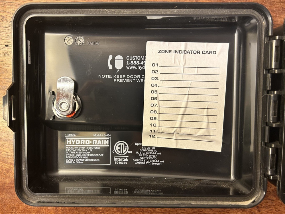 Hydro-Rain Sprinkler Controller Model 04054 4-Zone Outdoor Irrigation Timer