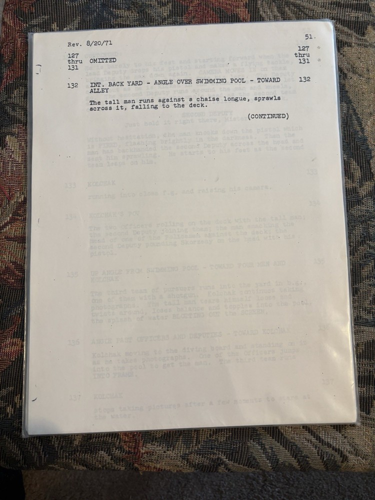 The Night Stalker /the Kolchak Tapes Original T.V. Script