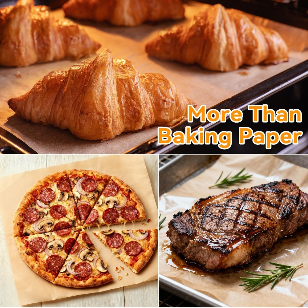 100 Pack Unbleached Parchment Paper Sheets Precut Baking Sheets, 12x16 Inch