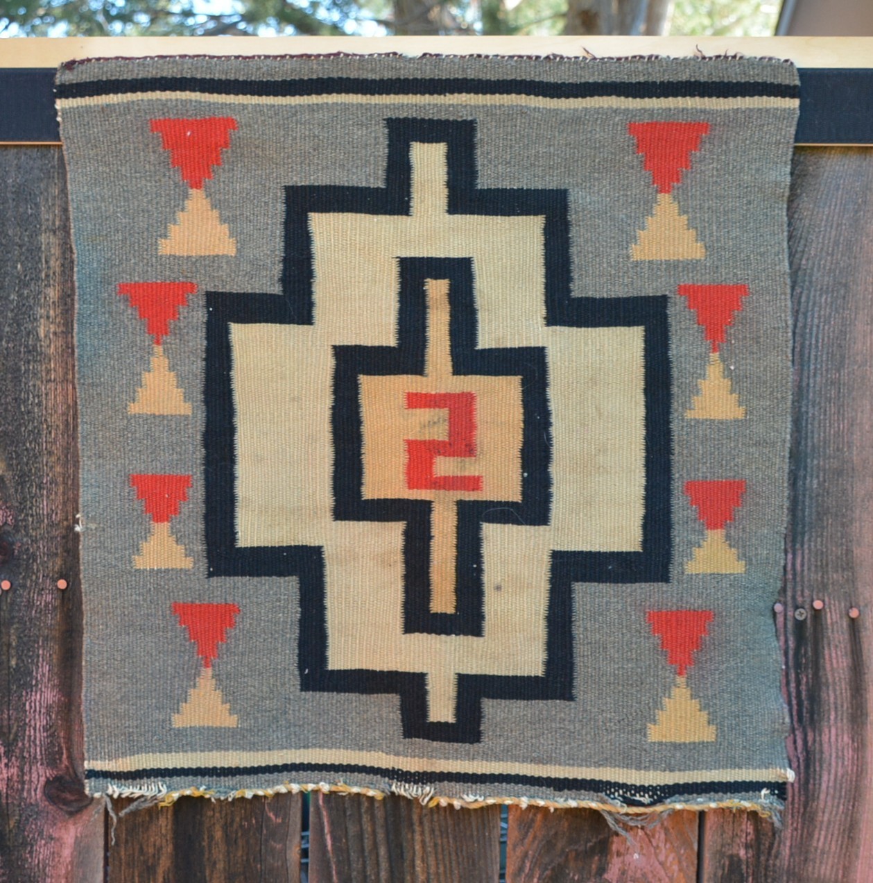 Unique Old Navajo Sampler Rug - Finely Woven Germantown Wools - 20" x 19"