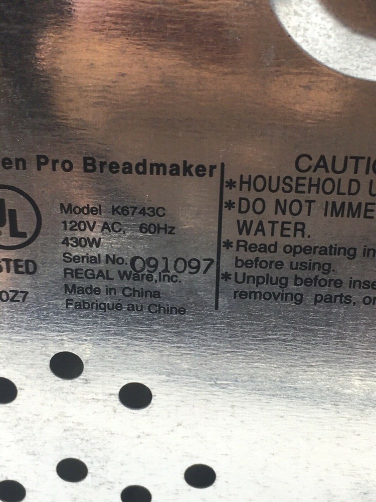 Run Capacitor Regal Kitchen Pro Breadmaker Model K6743 K6743C K6743S