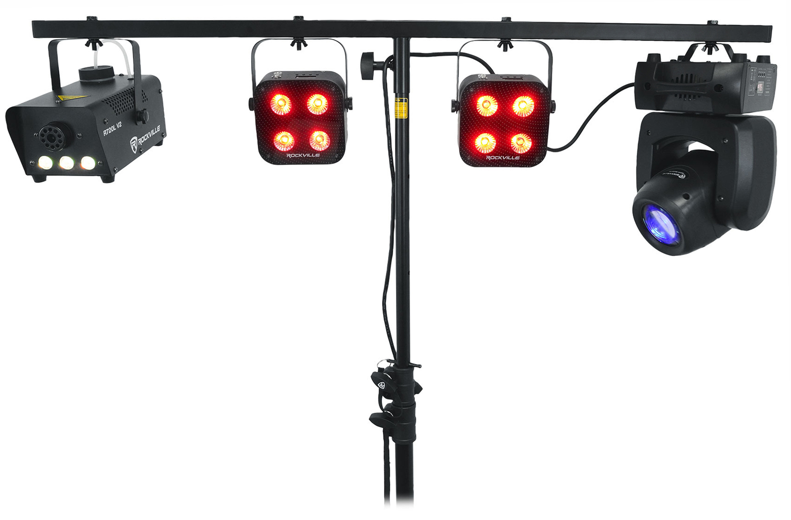 Rockville RVLS60 9 Foot Tall Portable Tripod DJ Lighting Stand T-Bar+Padded Bag