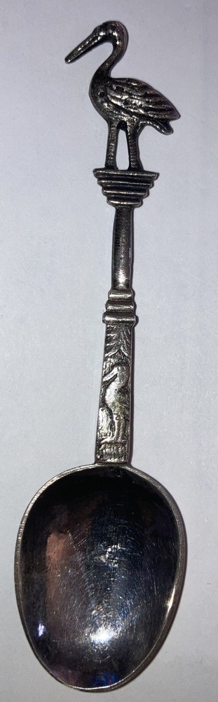 Antique Continental 13 Stork Figural silver Spoon