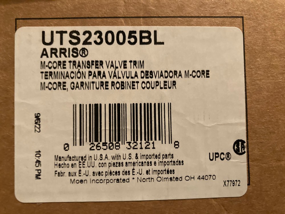 Moen UTS23005BL Arris Single Handle 2 Function Diverter Valve Trim Matte Black