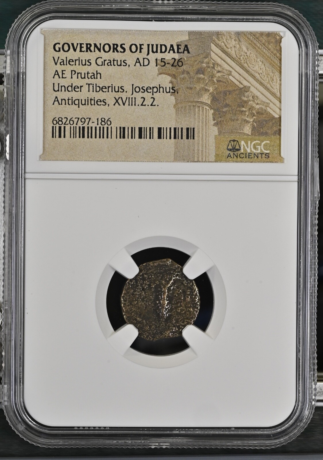 NGC Valerius Gratus AD15-26 Prutah Judaea - MG - GOVERNOR DURING LIFE OF JESUS