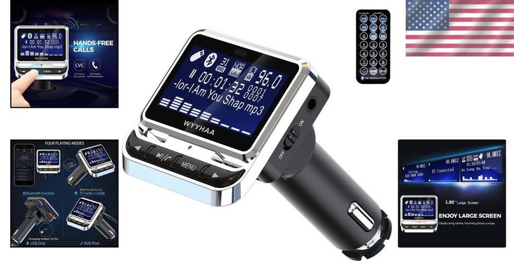 Bluetooth Car FM Transmitter, Handsfree Kit, Remote Control