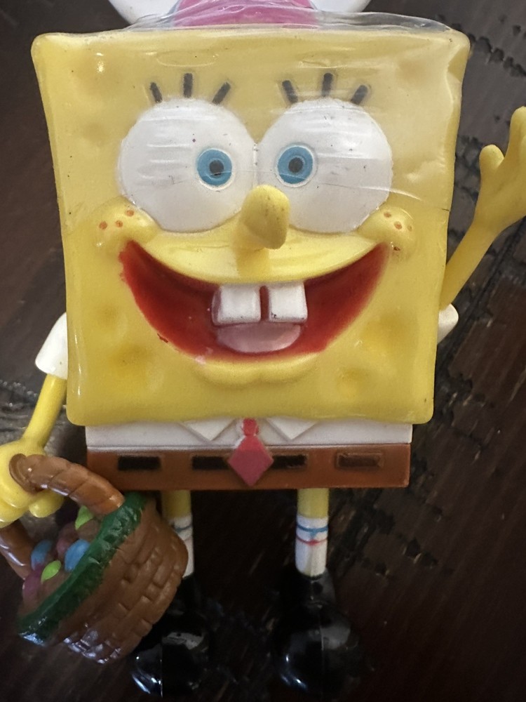Vtg 2002 SpongeBob with Eggs Easter Bunny Basket Keychain