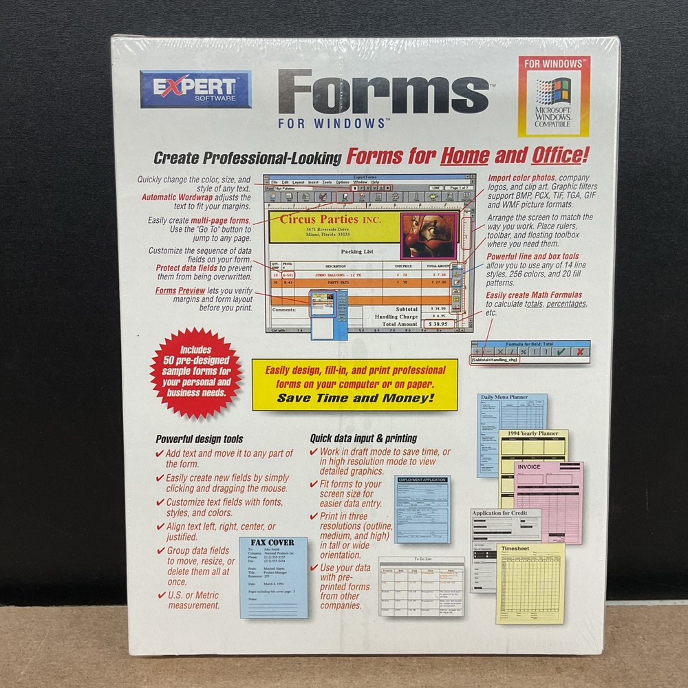 Expert Software Forms For Microsoft Windows 3.1 3.5” Disks Factory Sealed