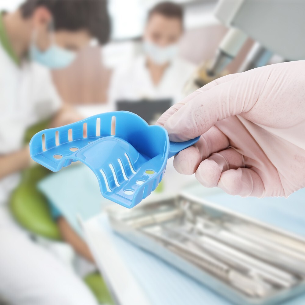 1 Set Blue Plastic Dental Autoclavable Impression Trays Material Upper Lower