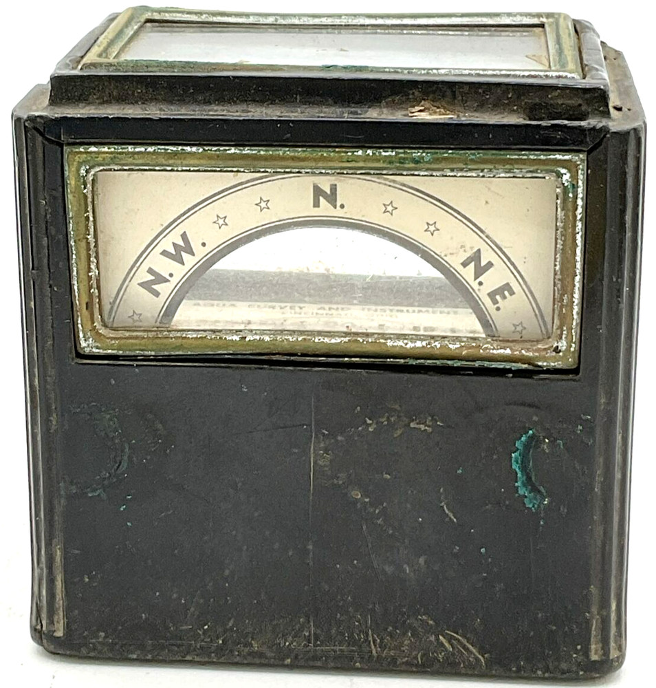 Vintage Aqua Survey Instruments Cincinnati OH Leather Case Dip Compass