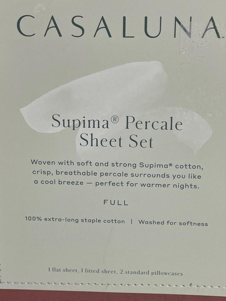 Casaluna Supima Percale Sheet Set Full Modern Rose 250 TC