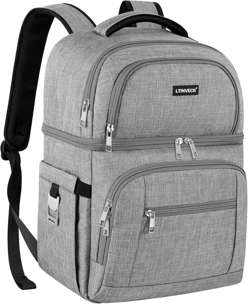 Cooler Backpack,Insulated Backpack Leakproof Double Deck Grey