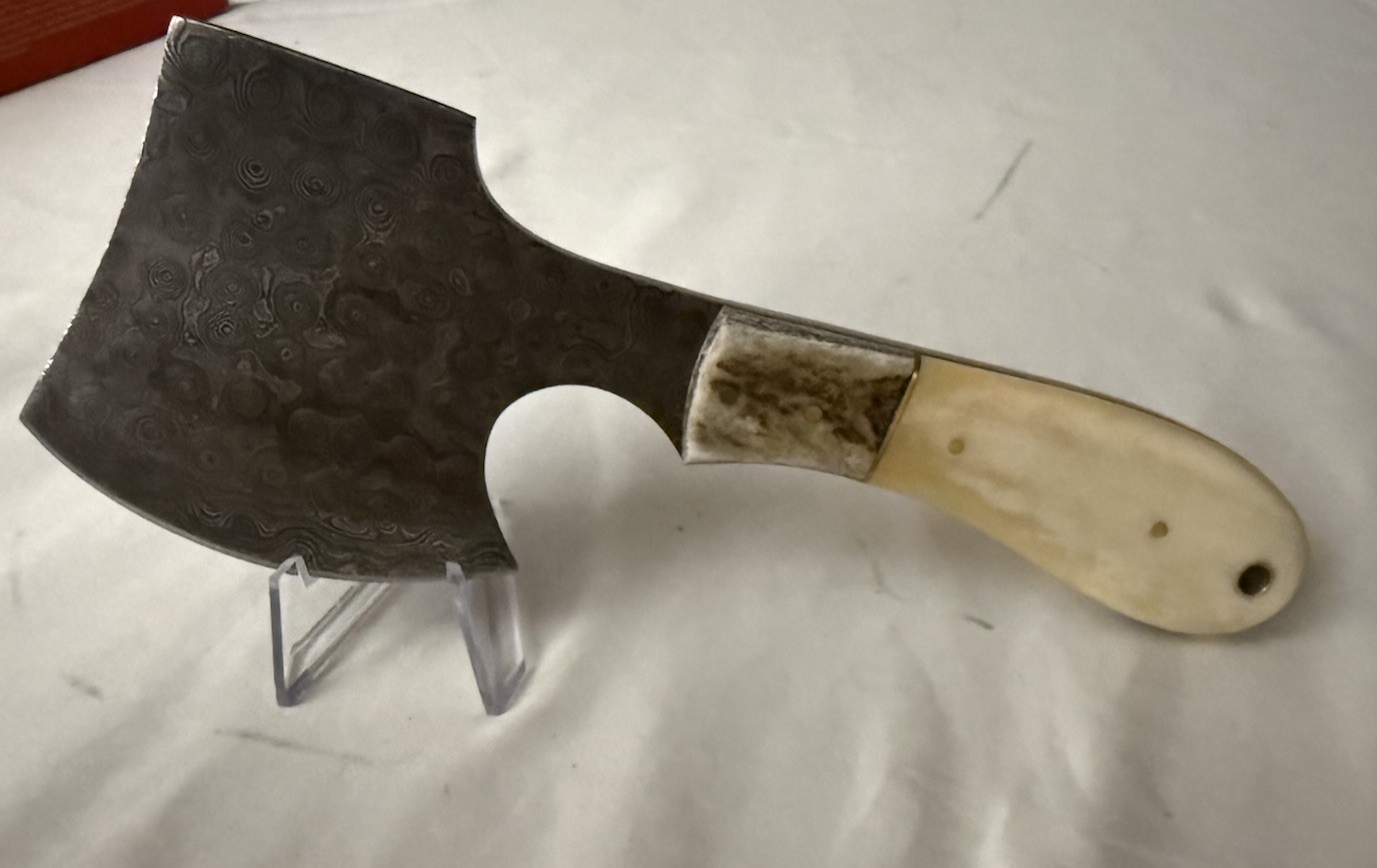 NIB Marbles Damascus Hatchet (3in), Natural Bone Handle, 7.5in overall (MR826D)