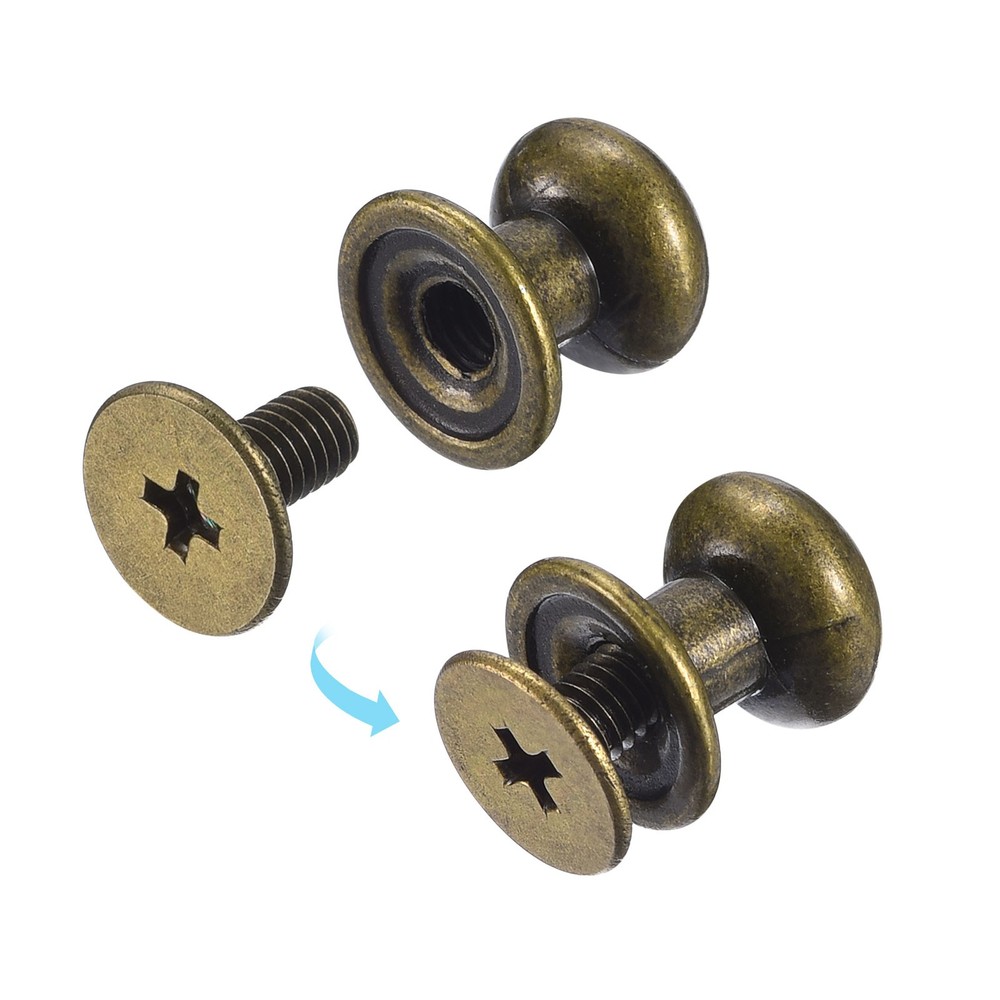 8mm Ball Head Stud Rivets Screw Back, 15Pack Round Head Button, Bronze Tone