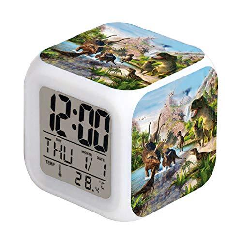 LED Alarm Clock Dinosaur Jurassic Design Creative Desk Table Clock Glowing