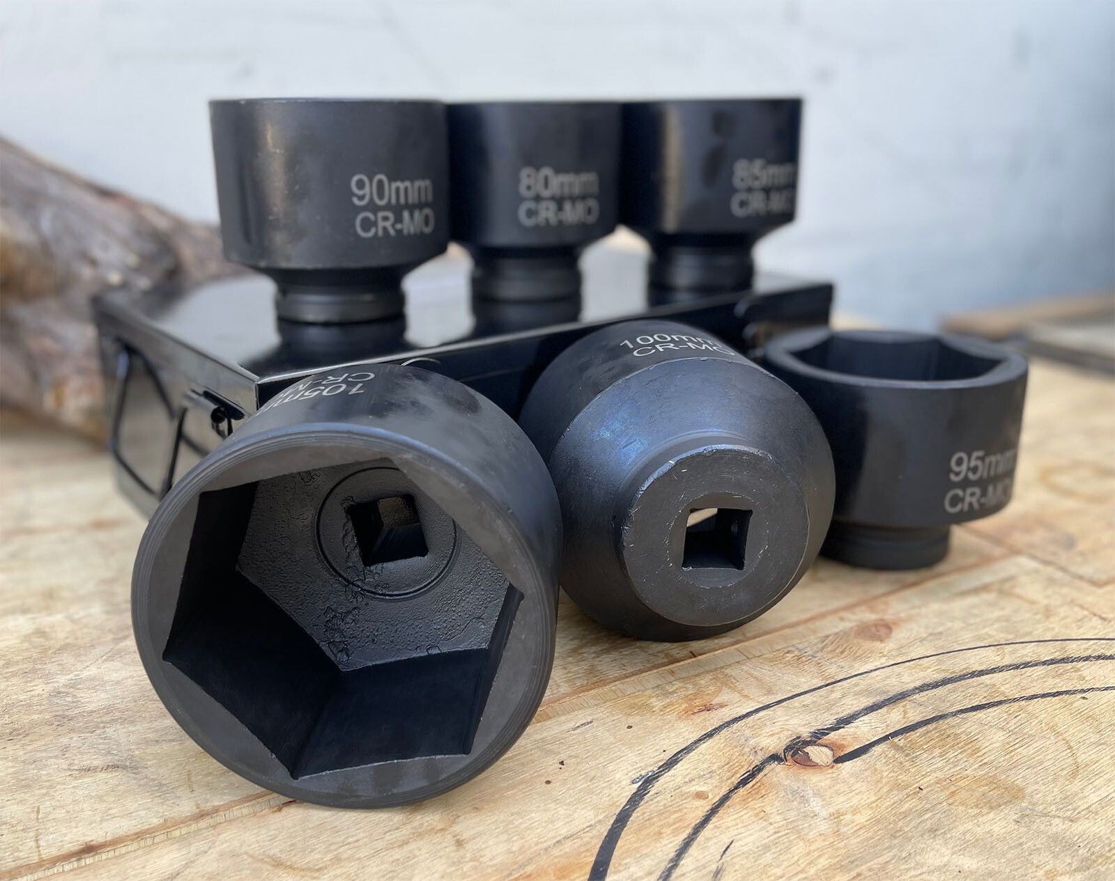 6Pcs 1" Dr. 6pt Metric Jumbo Shallow Impact Sockets Set 80 85 90 95 100 105mm