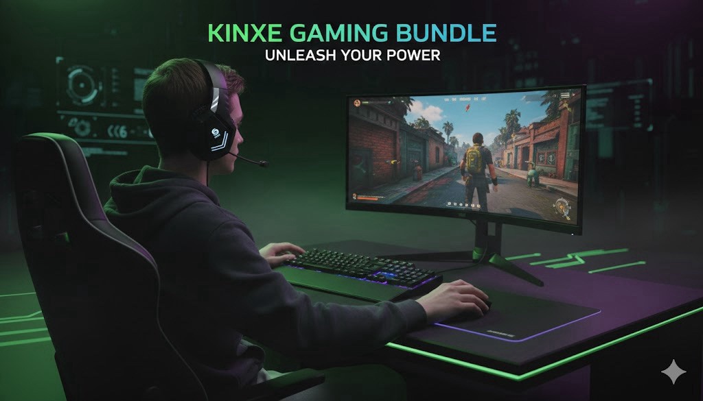 Gaming Keyboard and Mouse with Headset - Black