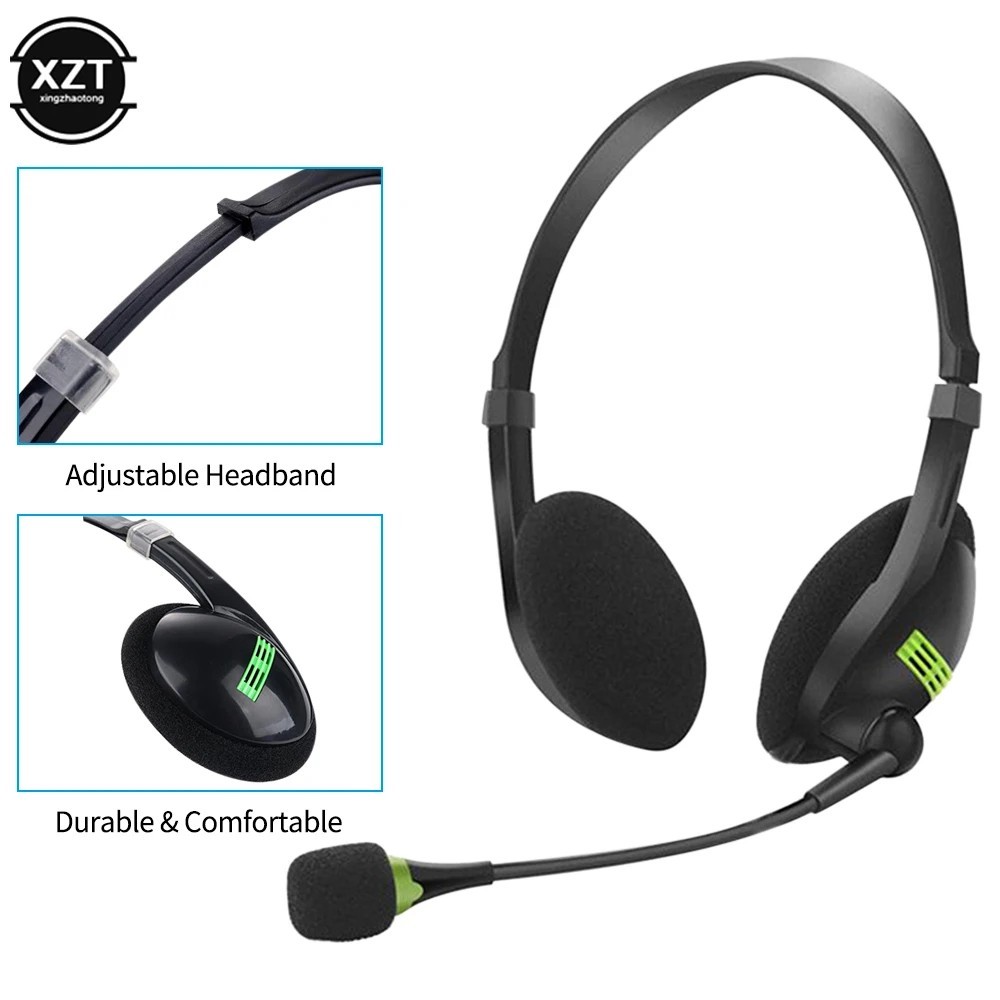 USB Headset Headphone With Microphone Noise Cancelling For PC Computer Call Chat