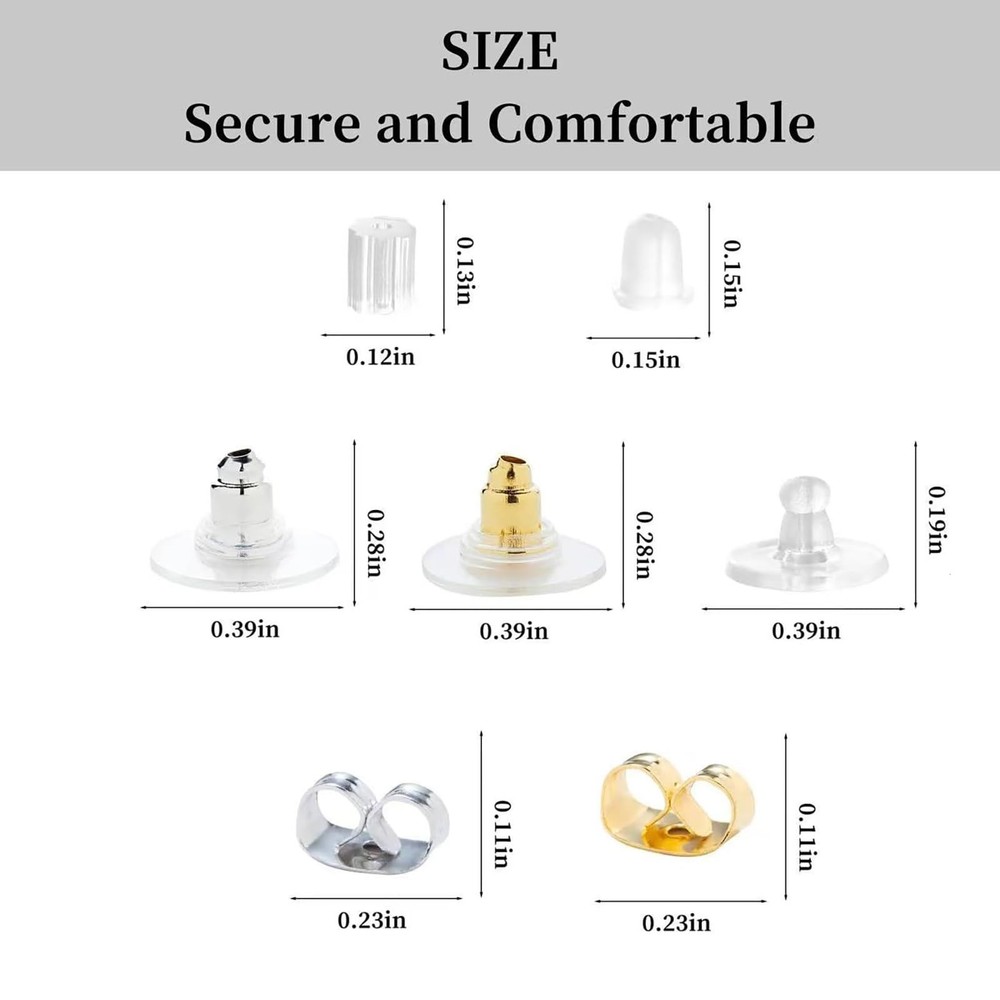 Nkwuire 7 Styles 500PCS Earring Backs for Studs, Clear Plastic Hypoallergenic...
