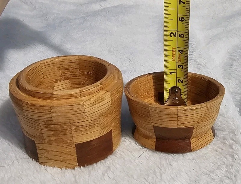 Vintage Hand-turned Segmented Wood Lidded Container