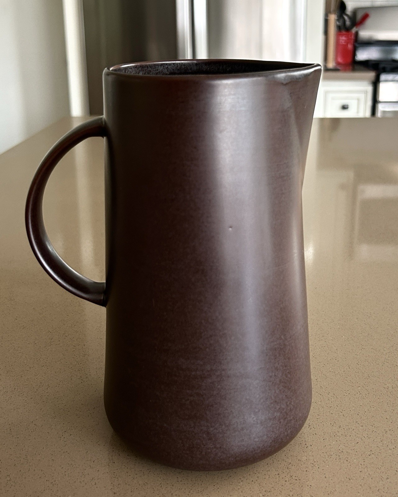 New With Tags Hearth & Hand Magnolia Stoneware Pitcher 2‑Qt Brown Reactive Glaze
