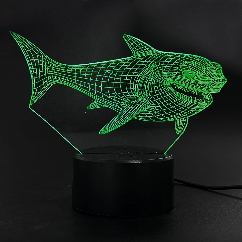 3D Space Rocket Night Light 7-Color Changing LED Table Lamp W/ Remote Control H