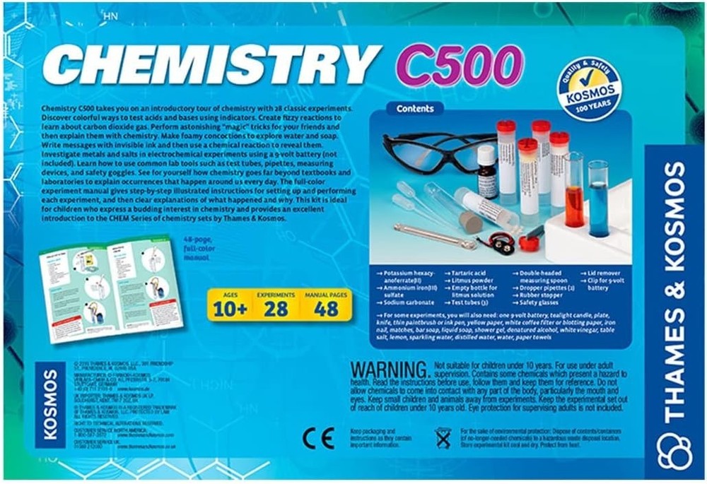 Introductory Chemistry Science Kit: 28 Experiments & 48 Page Guide for Ages 10+