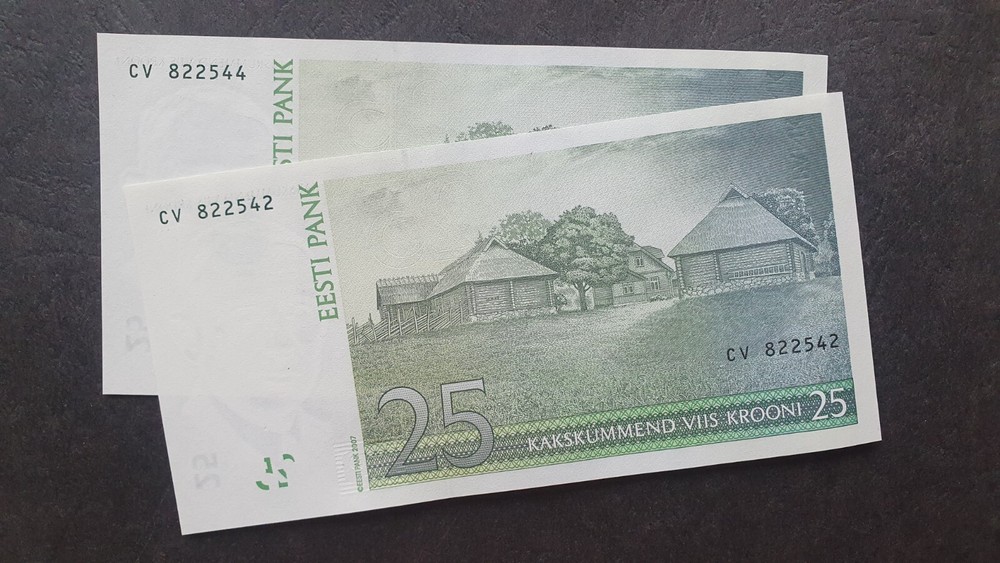 2* ESTONIA 25 krooni 2007, UNC, pair