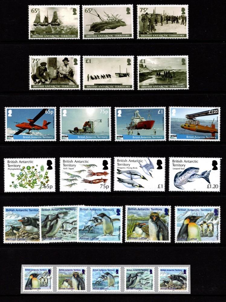 BRITISH ANTARCTIC TERRITORY  2014  COMPLETE YEAR SET:  5 SETS + 1 MINISHEET  MNH